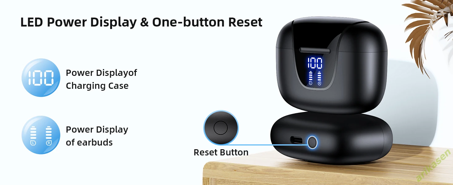 ANC Bluetooth Earphones Active Noice Cancellation Wireless Earbuds Bluetooth 5.3 Headphones TWS with LED Display for Android ios