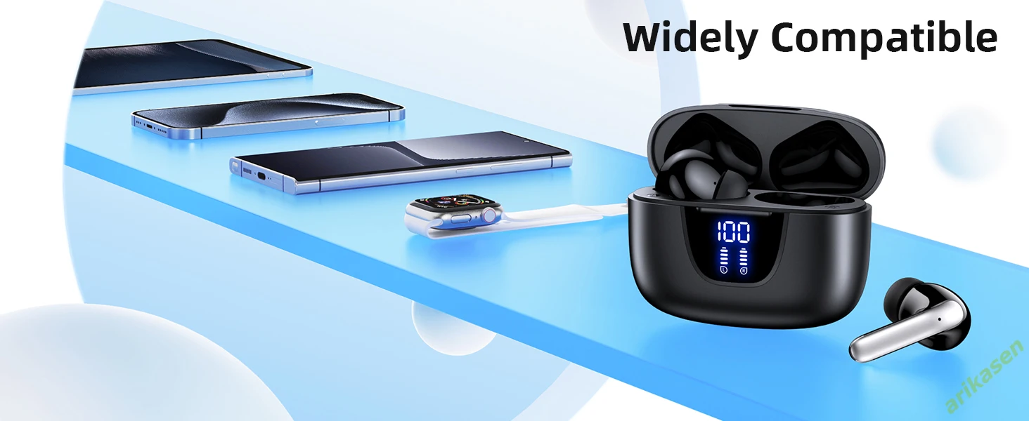 ANC Bluetooth Earphones Active Noice Cancellation Wireless Earbuds Bluetooth 5.3 Headphones TWS with LED Display for Android ios