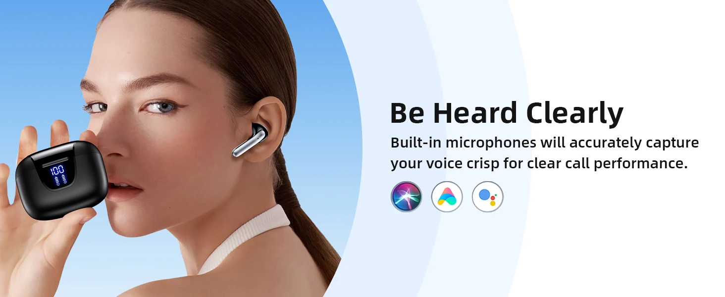 ANC Bluetooth Earphones Active Noice Cancellation Wireless Earbuds Bluetooth 5.3 Headphones TWS with LED Display for Android ios